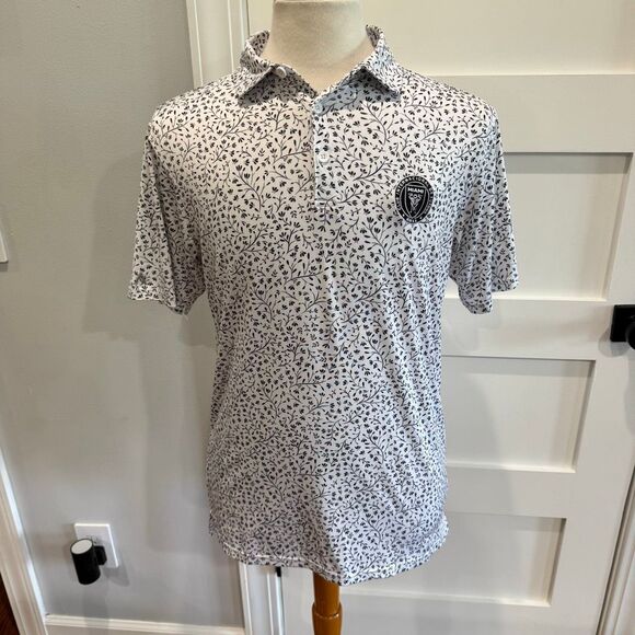 Miami FC Performance Polo Shirt. Medium. Black/White floral print. - Picture 8 of 8